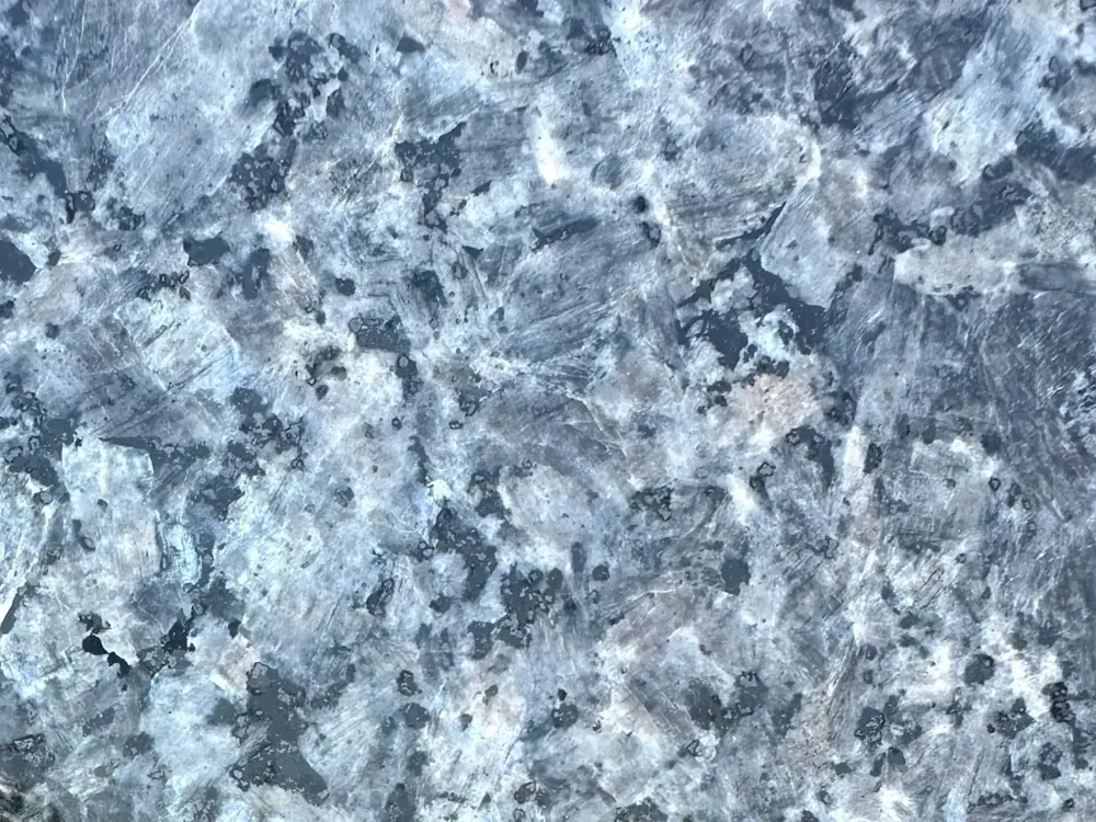 Blue Pearl granite slab with shimmering blue-grey crystals for kitchen worktops in the UAE
