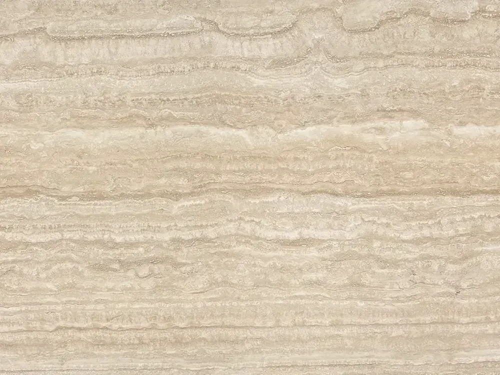 Travertino Navona slab with ivory-beige linear veining